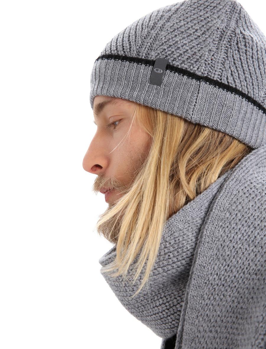 Czapki Icebreaker Unisex Merino Waypoint Beanie Męskie Szare Czarne | PL 1856UZGT